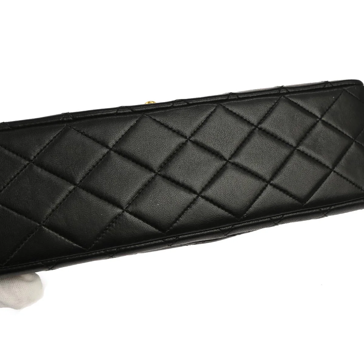 Chanel 1994-1996 Black Lambskin Paris Medium Double Flap Shoulder Bag - Image 3