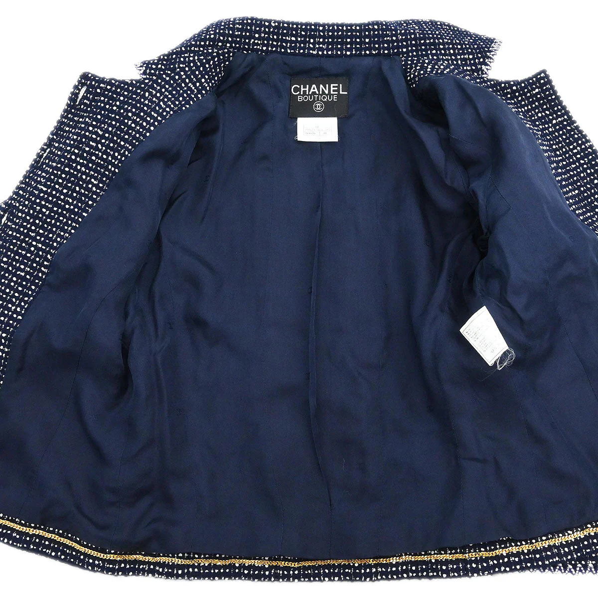 Chanel 1996 Setup Suit Jacket Skirt Tweed Navy  #38 - Image 7