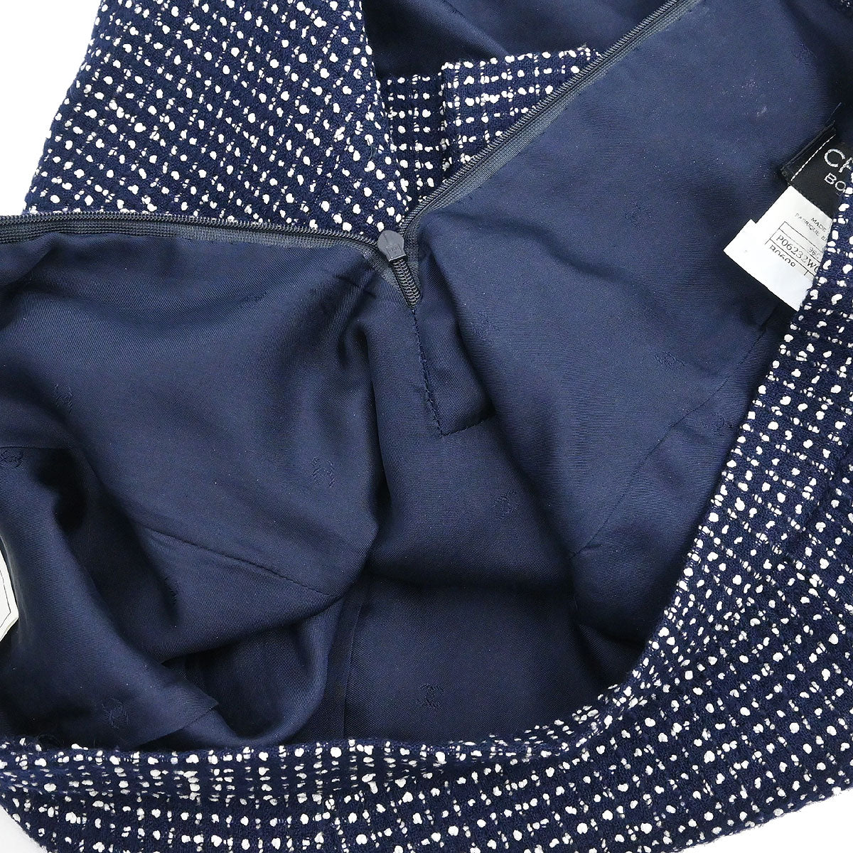 Chanel 1996 Setup Suit Jacket Skirt Tweed Navy  #38 - Image 9