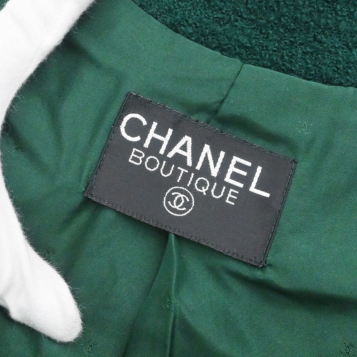 Chanel Single Breasted Collarless Coat Green - Image 10