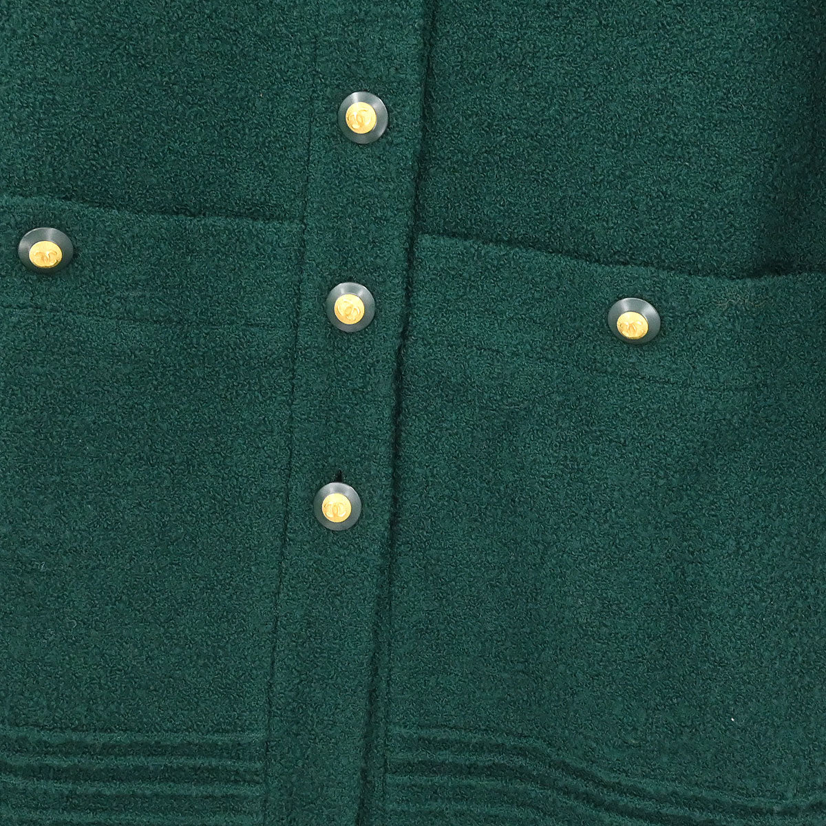 Chanel Single Breasted Collarless Coat Green - Image 4