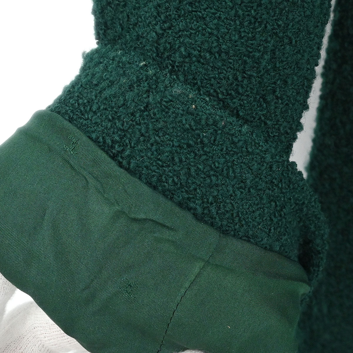 Chanel Single Breasted Collarless Coat Green - Image 7