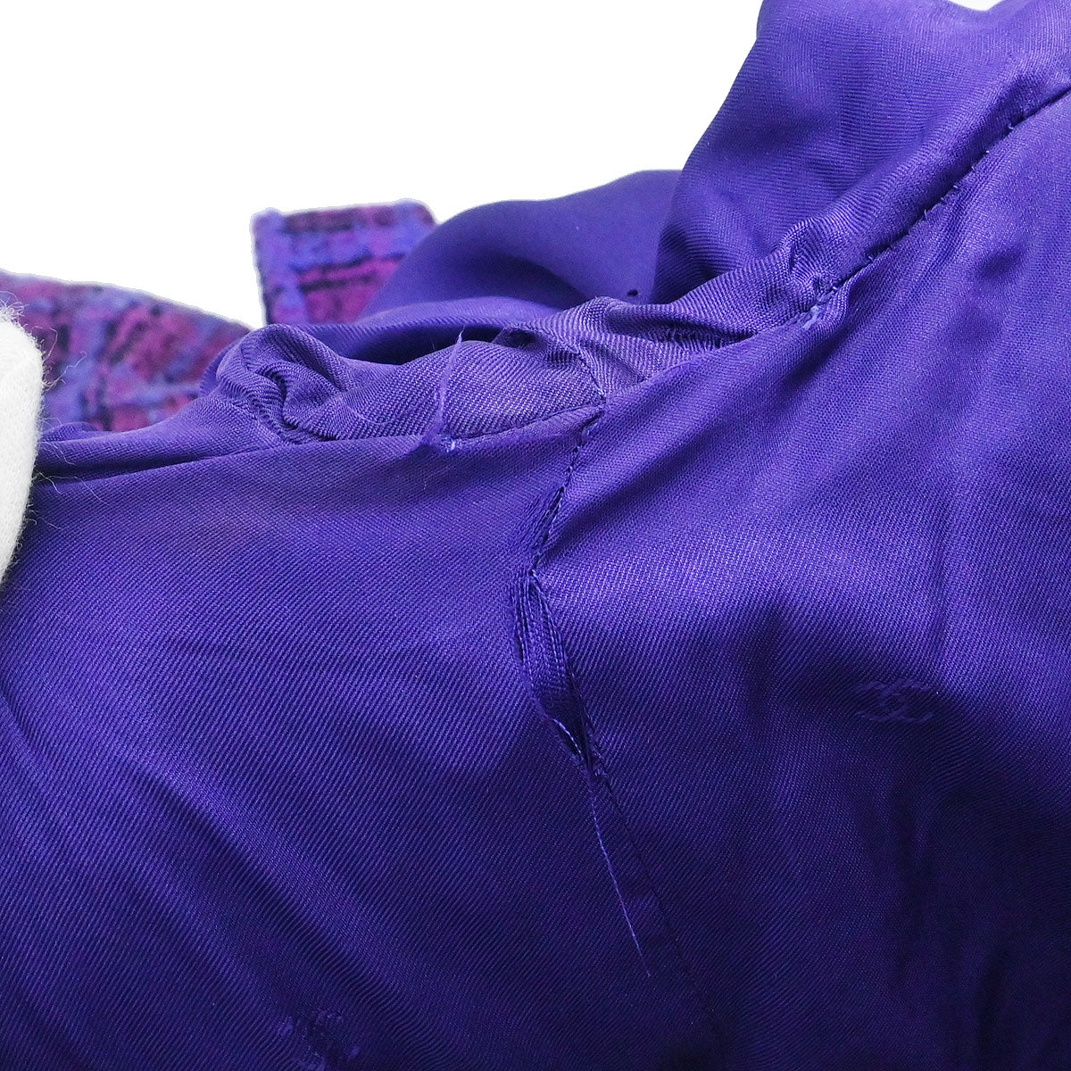 Chanel 1995 Single Breasted Jacket Coat Tweed Purple #40 - Image 11