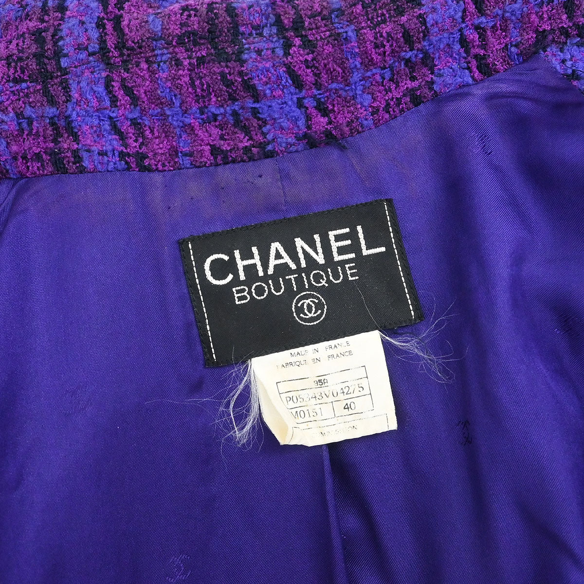 Chanel 1995 Single Breasted Jacket Coat Tweed Purple #40 - Image 7