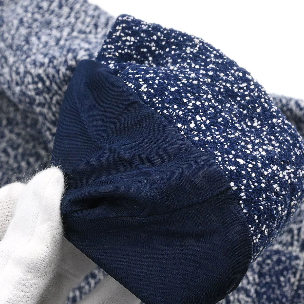 Chanel 1997 Setup Suit Jacket Skirt Tweed Navy #40 - Image 5