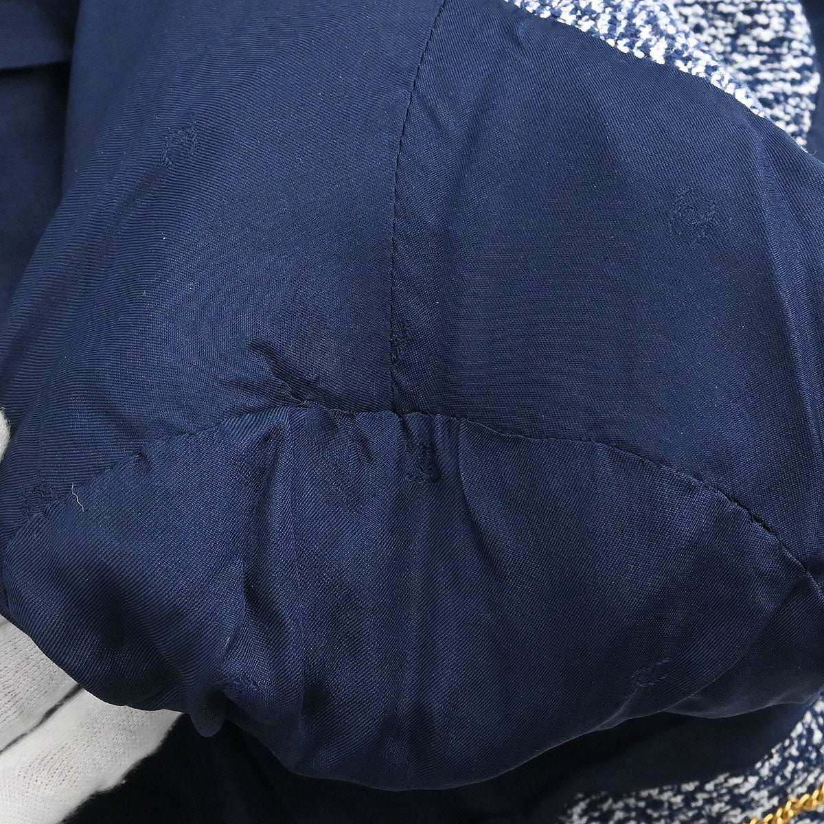 Chanel 1997 Setup Suit Jacket Skirt Tweed Navy #40 - Image 8