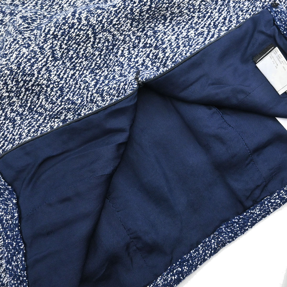 Chanel 1997 Setup Suit Jacket Skirt Tweed Navy #40 - Image 9