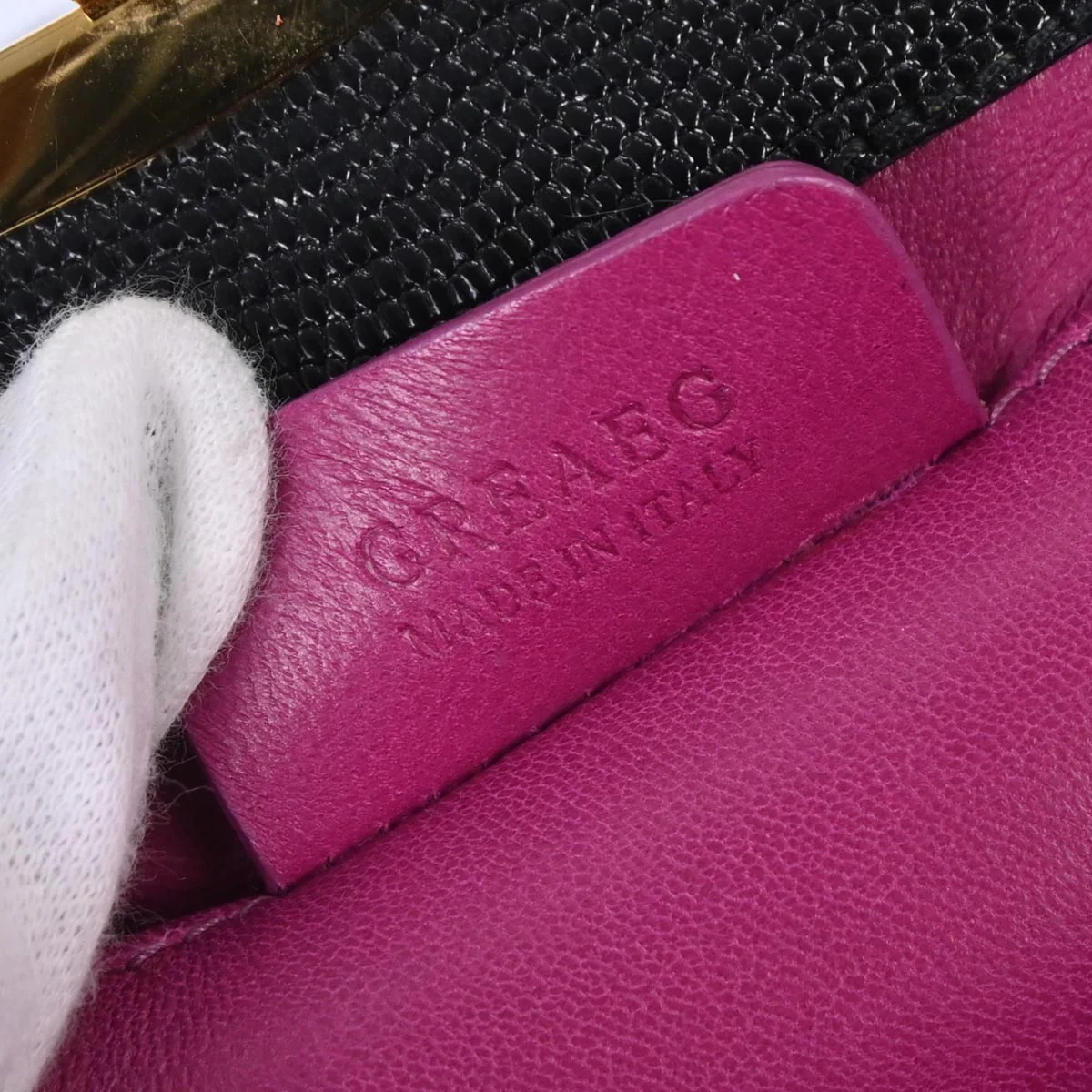 Bvlgari * Black Satin Lizard Handbag - Image 10