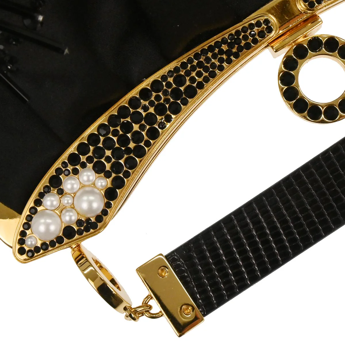 Bvlgari * Black Satin Lizard Handbag - Image 5