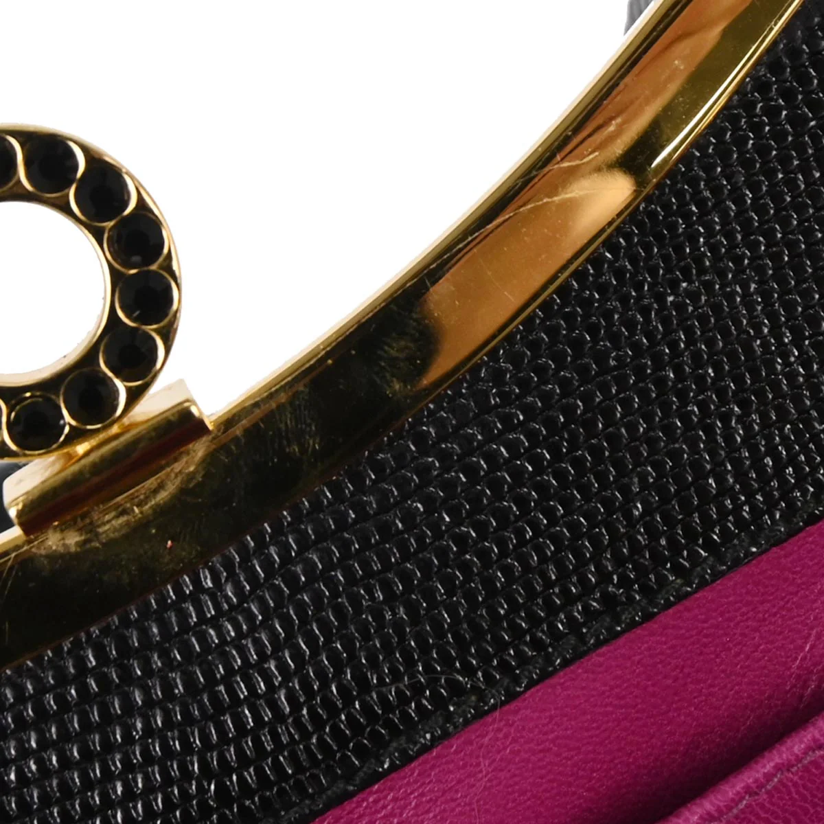 Bvlgari * Black Satin Lizard Handbag - Image 9