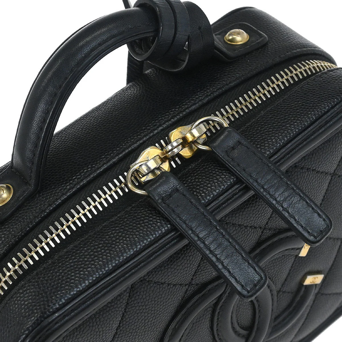 Chanel 2018 Black Caviar Skin CC Filigree 2way Vanity Shoulder Handbag - Image 7