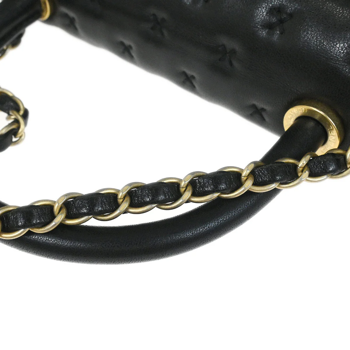 Chanel 2017 Black Lambskin Cross Stitch Coco Handle 2way Shoulder Handbag - Image 5