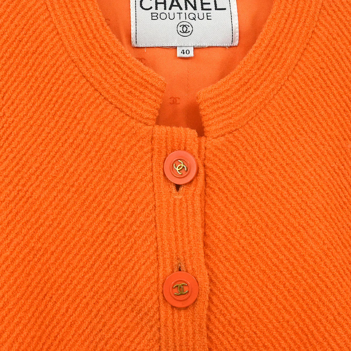 Chanel 1995 Setup Suit Jacket Skirt Orange #40 - Image 3