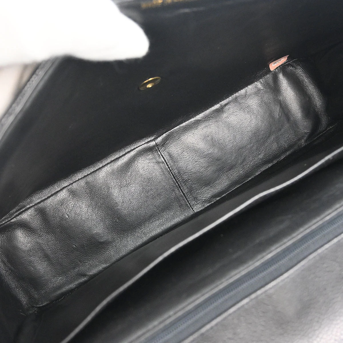 Chanel 1991-1994 Black Caviar Skin Chevron Maxi Classic Flap Shoulder Bag - Image 8