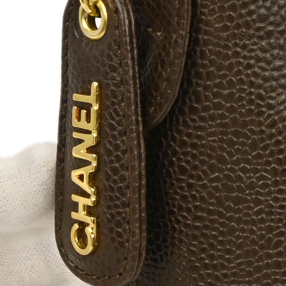 Chanel 1997-1999 Brown Caviar Skin Tote Handbag - Image 4