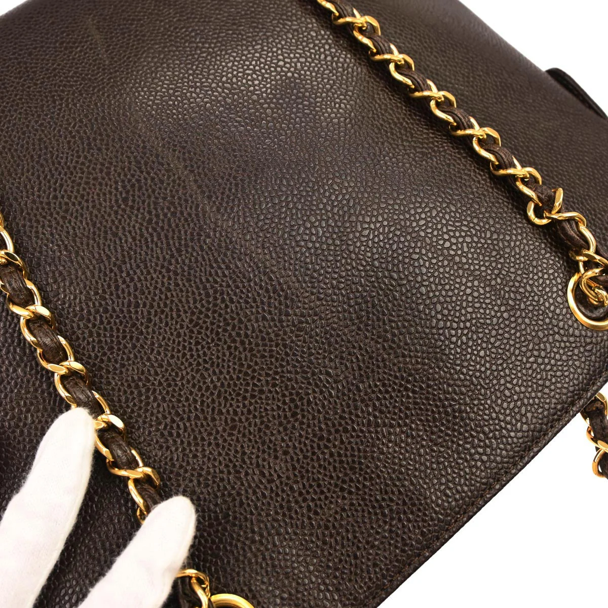 Chanel 1997-1999 Brown Caviar Skin Tote Handbag - Image 7