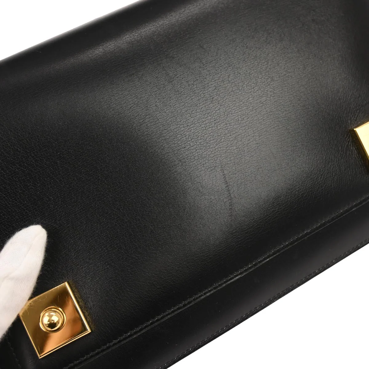 Hermes Black Box Calf Piano Handbag - Image 3