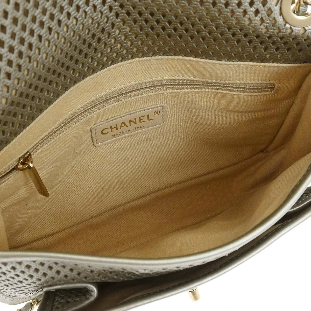 Chanel 2012-2013 Gold Perforated Calfskin French Riviera Shoulder Bag - Image 9