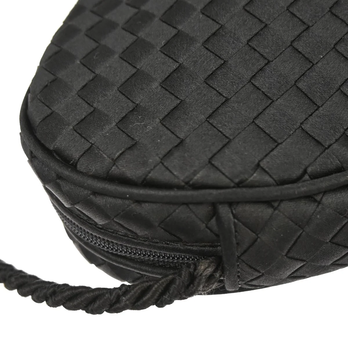 Bottega Veneta Black Satin Intrecciato Shoulder Bag - Image 4