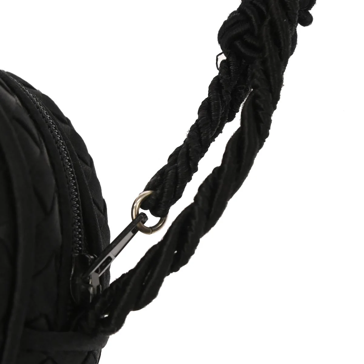 Bottega Veneta Black Satin Intrecciato Shoulder Bag - Image 6