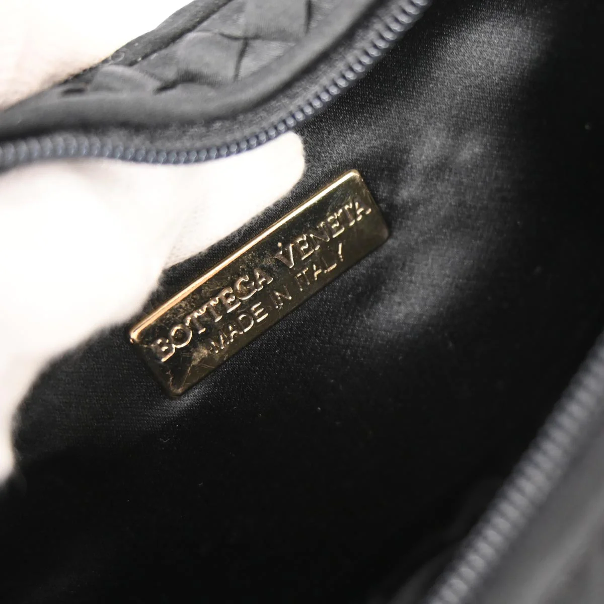 Bottega Veneta Black Satin Intrecciato Shoulder Bag - Image 9