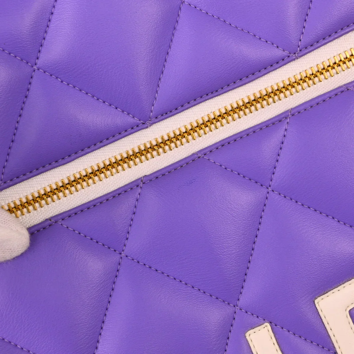 Chanel * 1994-1996 Purple Calfskin Bowling Bag 50 - Image 10