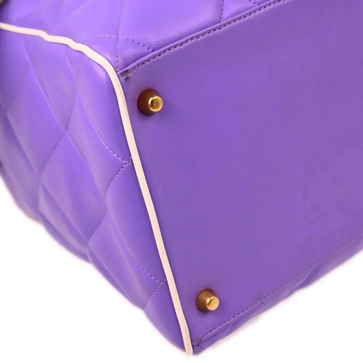 Chanel * 1994-1996 Purple Calfskin Bowling Bag 50 - Image 4