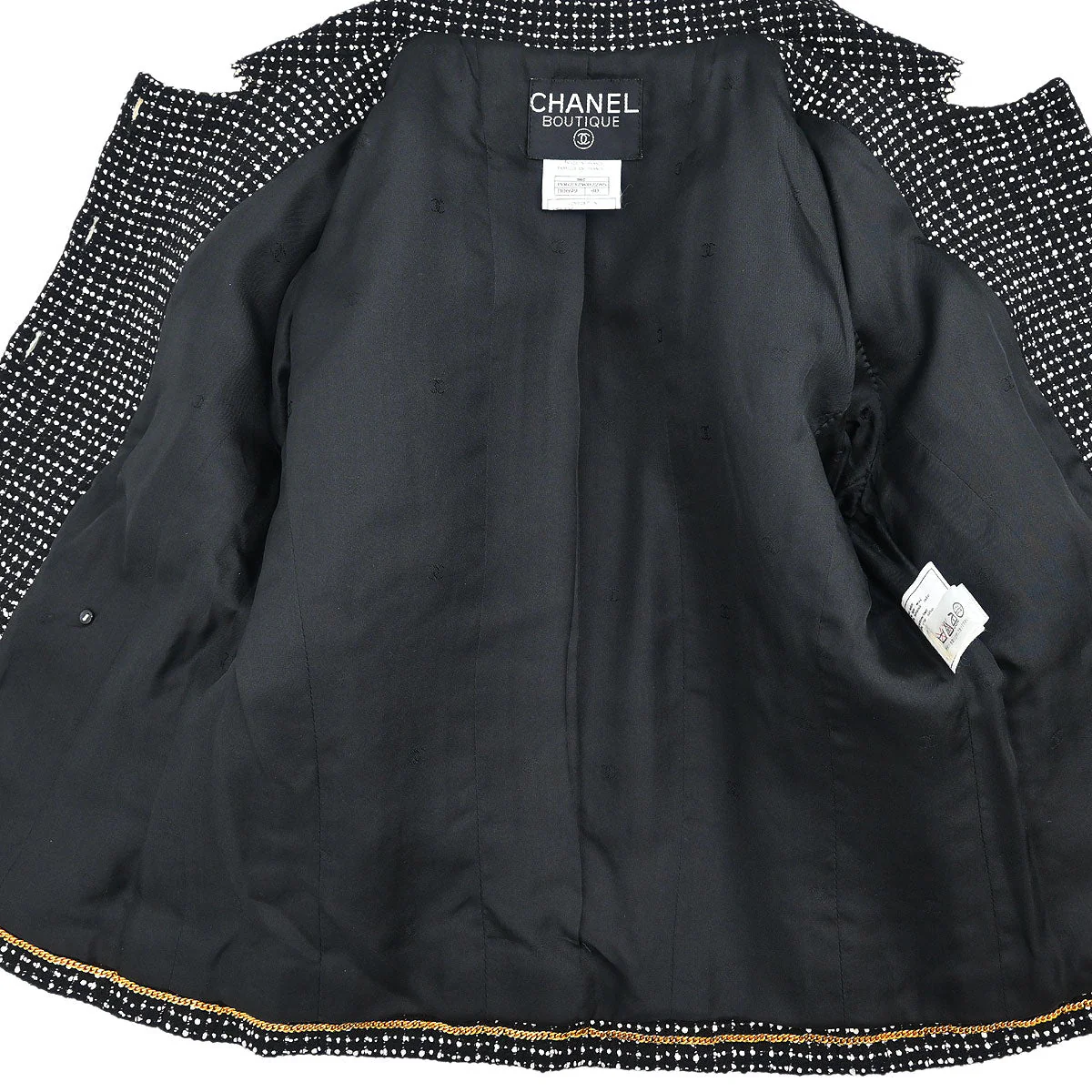 Chanel 1996 Setup Suit Jacket Skirt Black #40 - Image 5