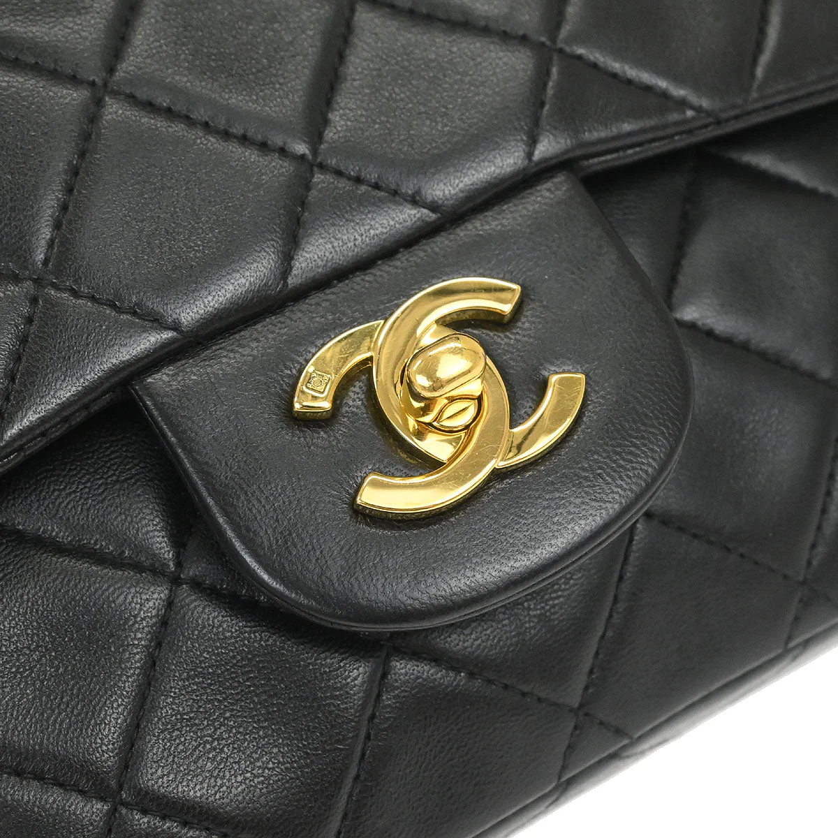 Chanel 1994-1996 Black Lambskin Small Classic Double Flap Shoulder Bag - Image 4