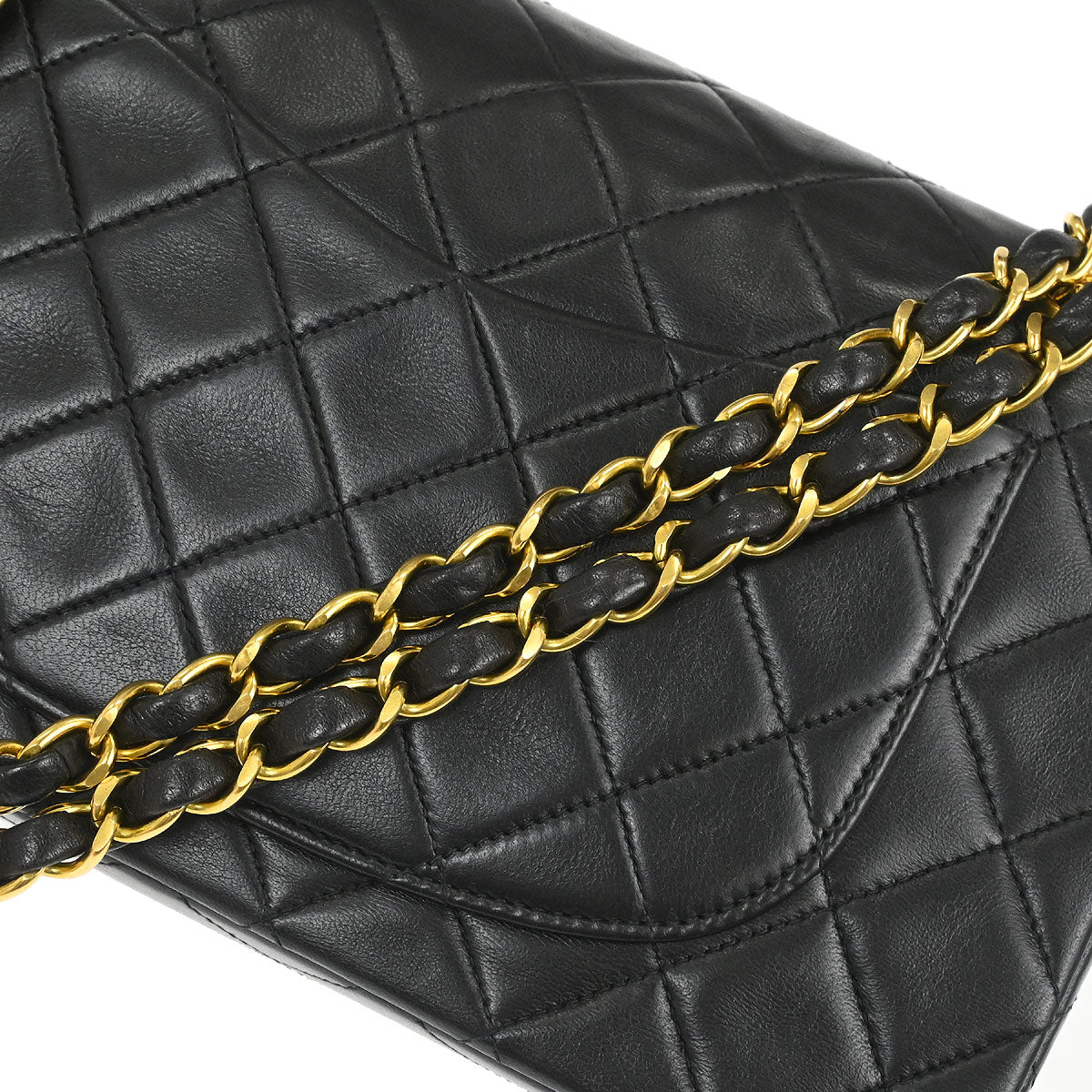 Chanel 1994-1996 Black Lambskin Small Classic Double Flap Shoulder Bag - Image 6