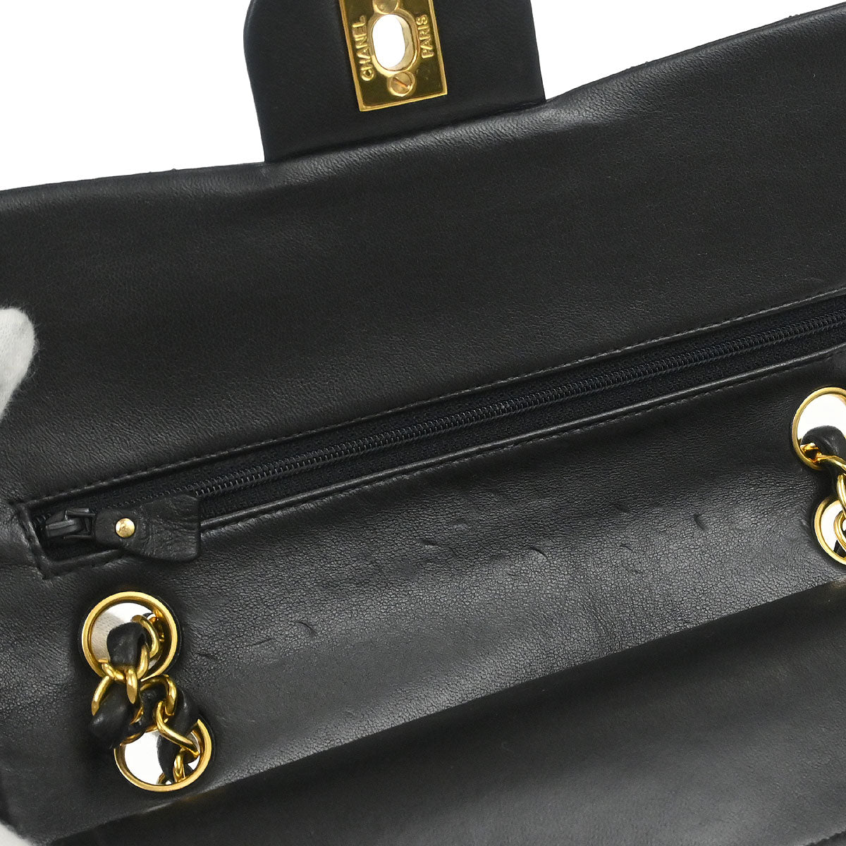 Chanel 1994-1996 Black Lambskin Small Classic Double Flap Shoulder Bag - Image 7