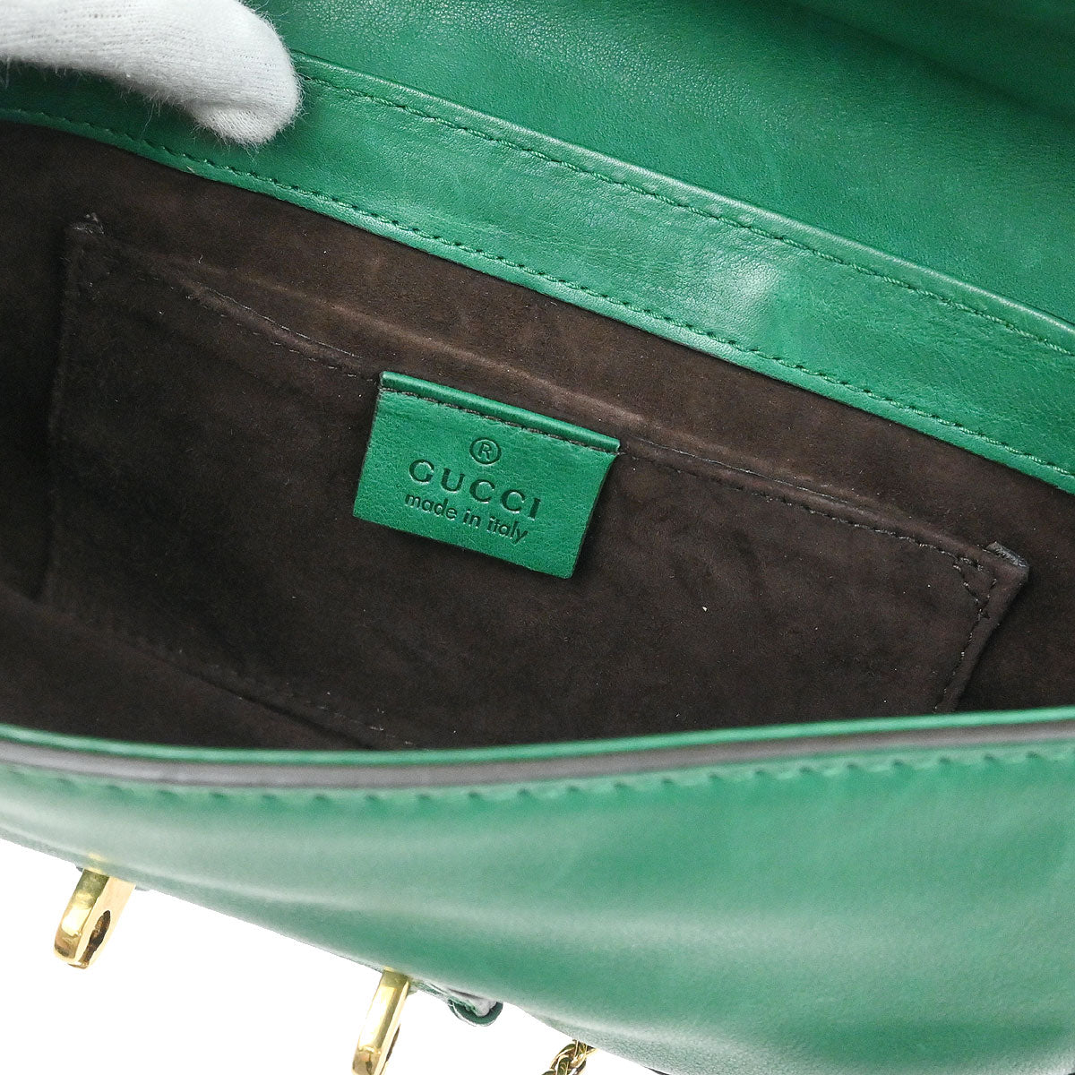 Gucci Green Leather Handbag - Image 9