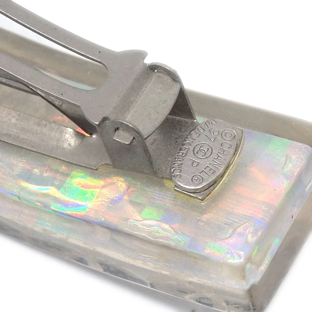 Chanel 1997 Clear Rainbow Lucite Hair Clip Barrette - Image 4