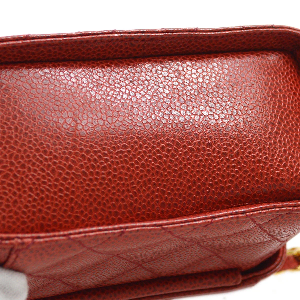 CHANEL * 1991-1994 Red Caviar Mini Vanity Shoulder Bag - Image 4