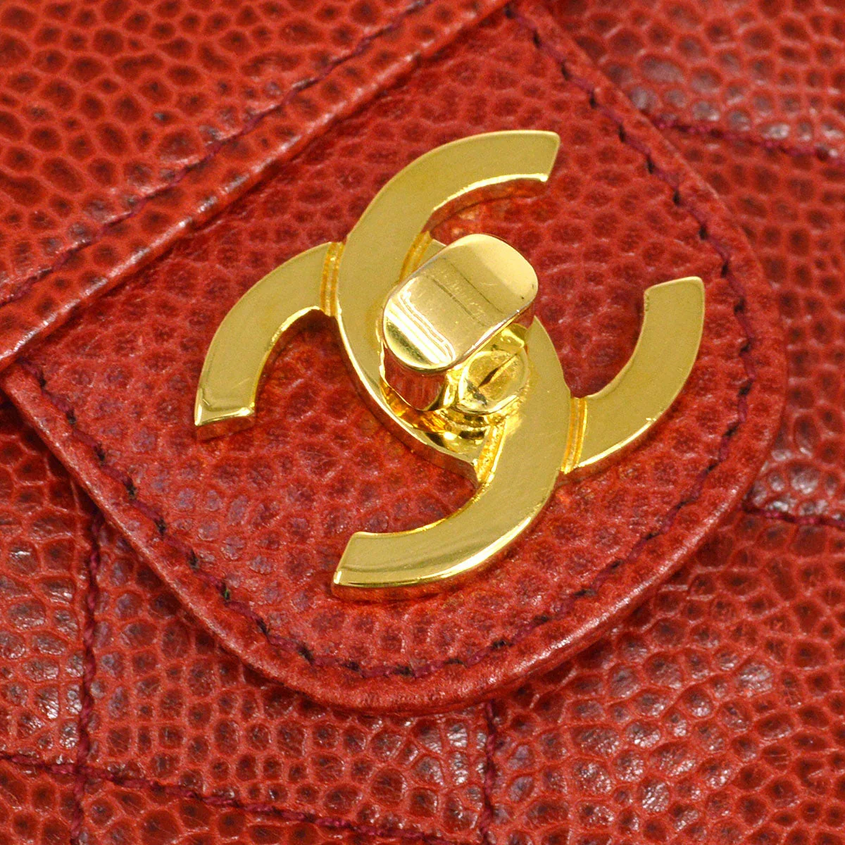 CHANEL * 1991-1994 Red Caviar Mini Vanity Shoulder Bag - Image 5