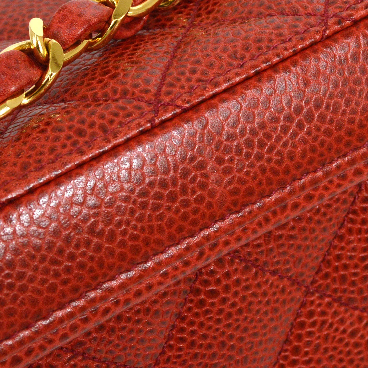 CHANEL * 1991-1994 Red Caviar Mini Vanity Shoulder Bag - Image 7