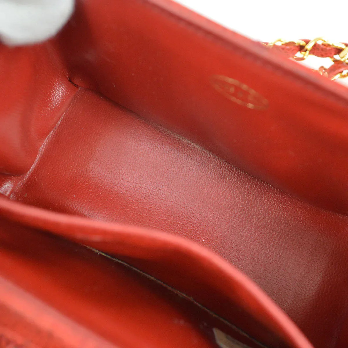 CHANEL * 1991-1994 Red Caviar Mini Vanity Shoulder Bag - Image 9