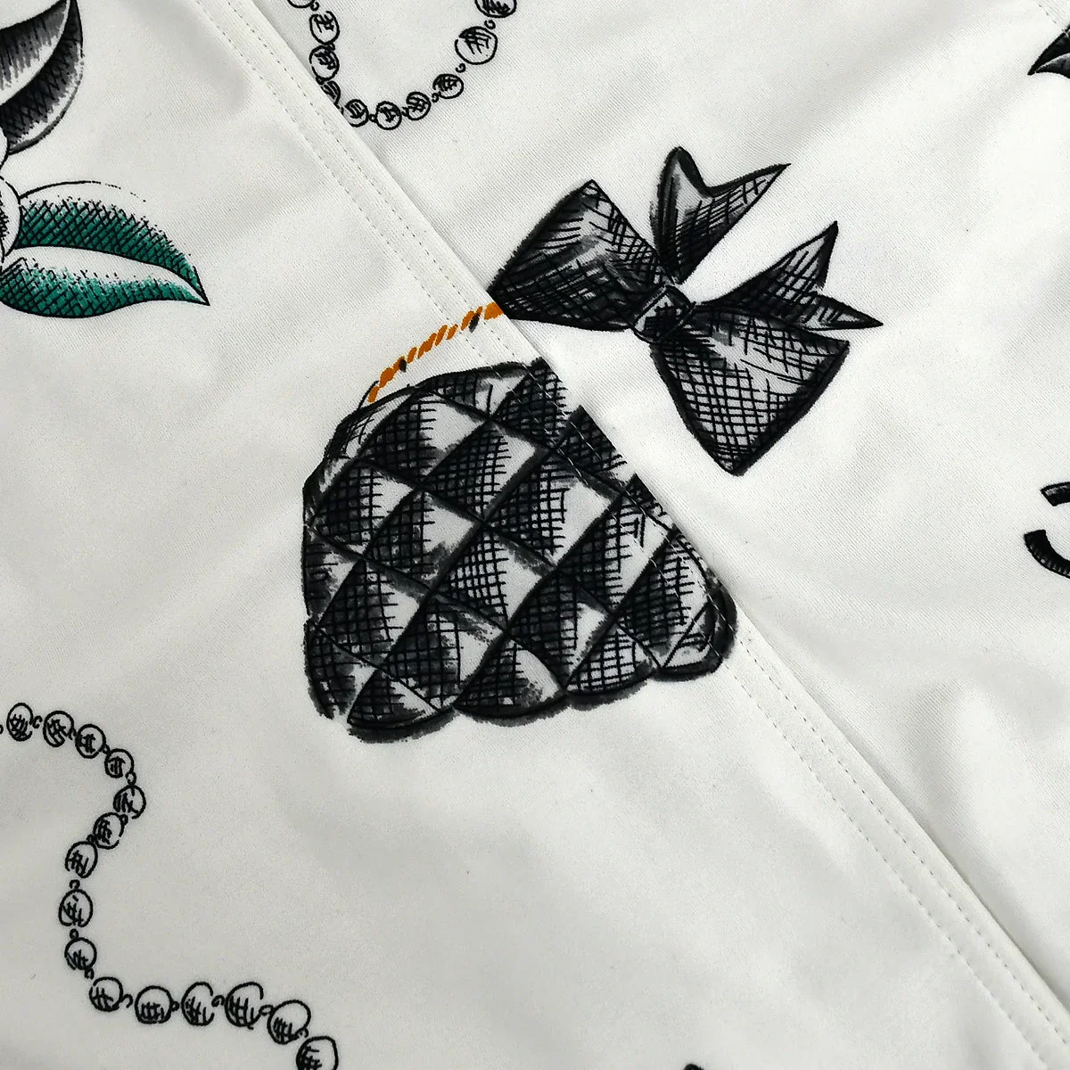 Chanel * Spring 1997 Icons Pattern Swimwear Swimsuit White #40 - Image 4