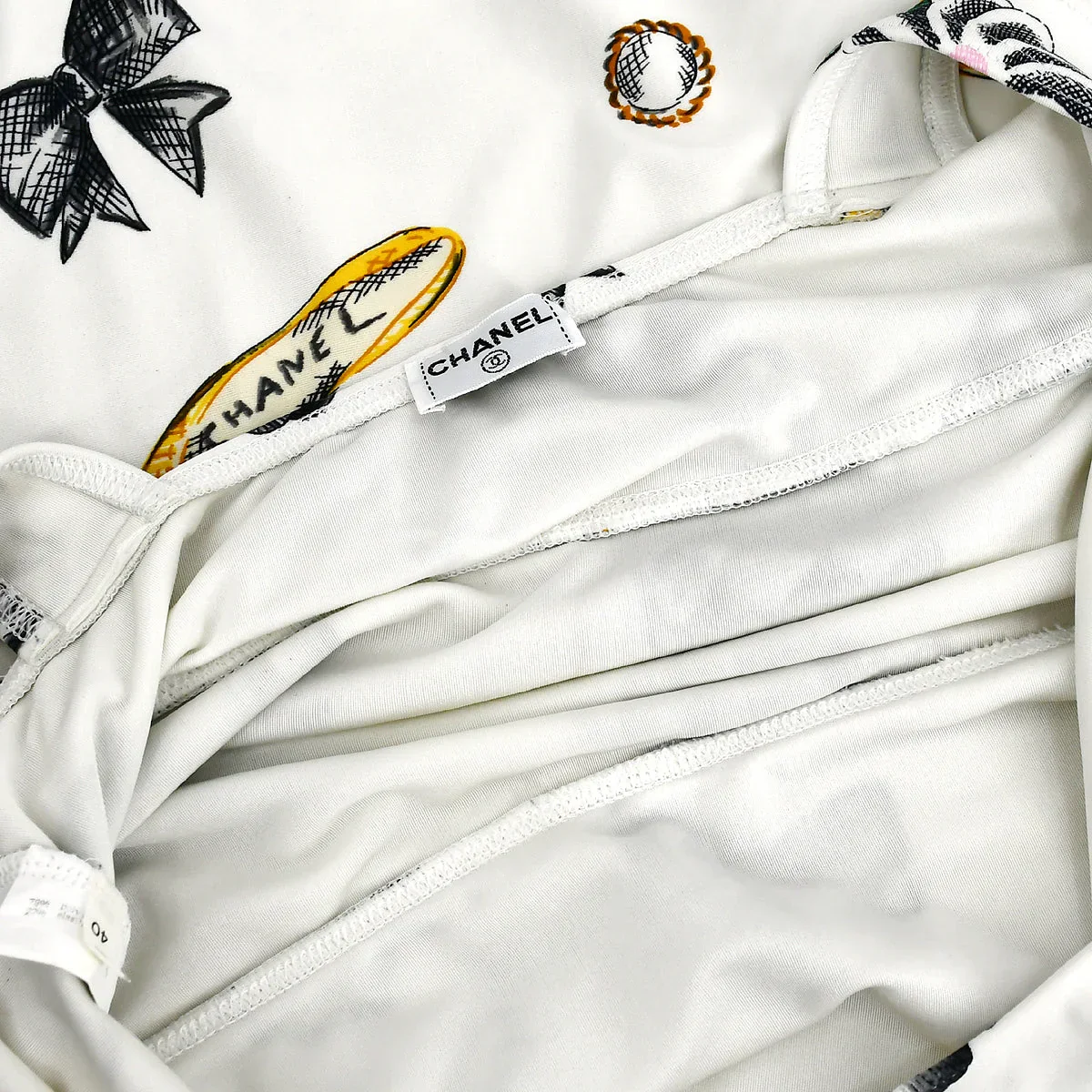 Chanel * Spring 1997 Icons Pattern Swimwear Swimsuit White #40 - Image 8