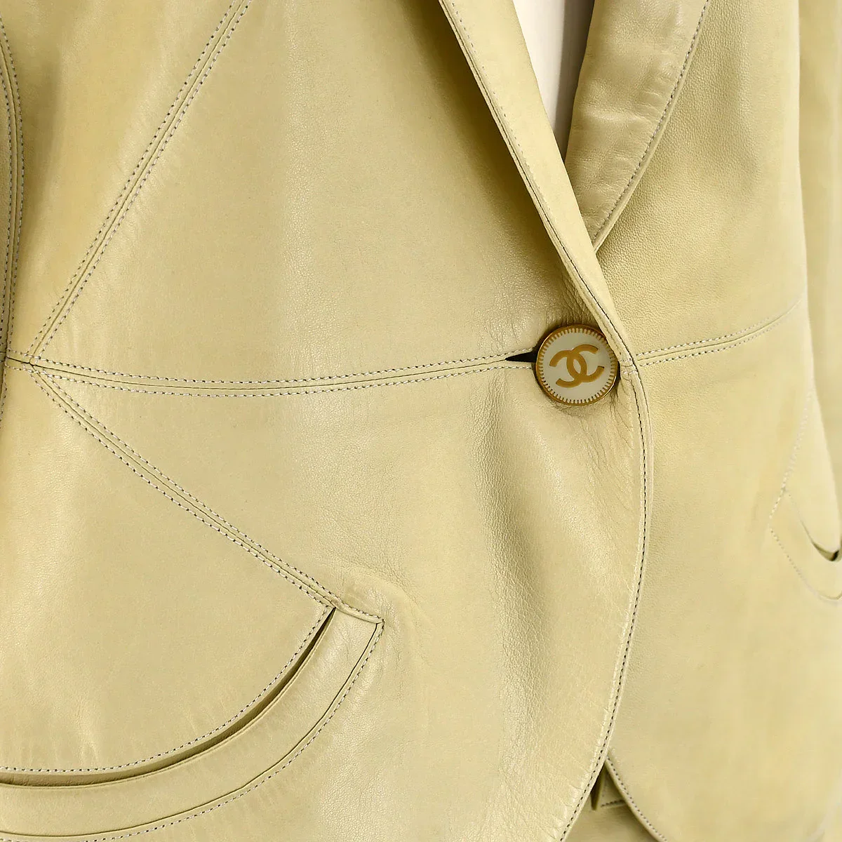 Chanel 2001 spring CC-buttons skirt leather suit #42 - Image 5