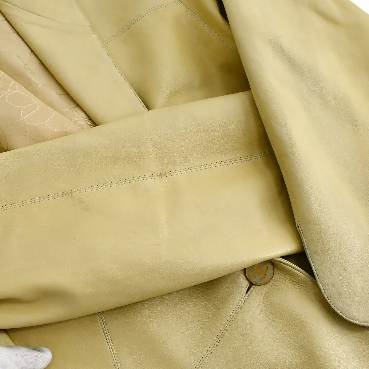 Chanel 2001 spring CC-buttons skirt leather suit #42 - Image 6