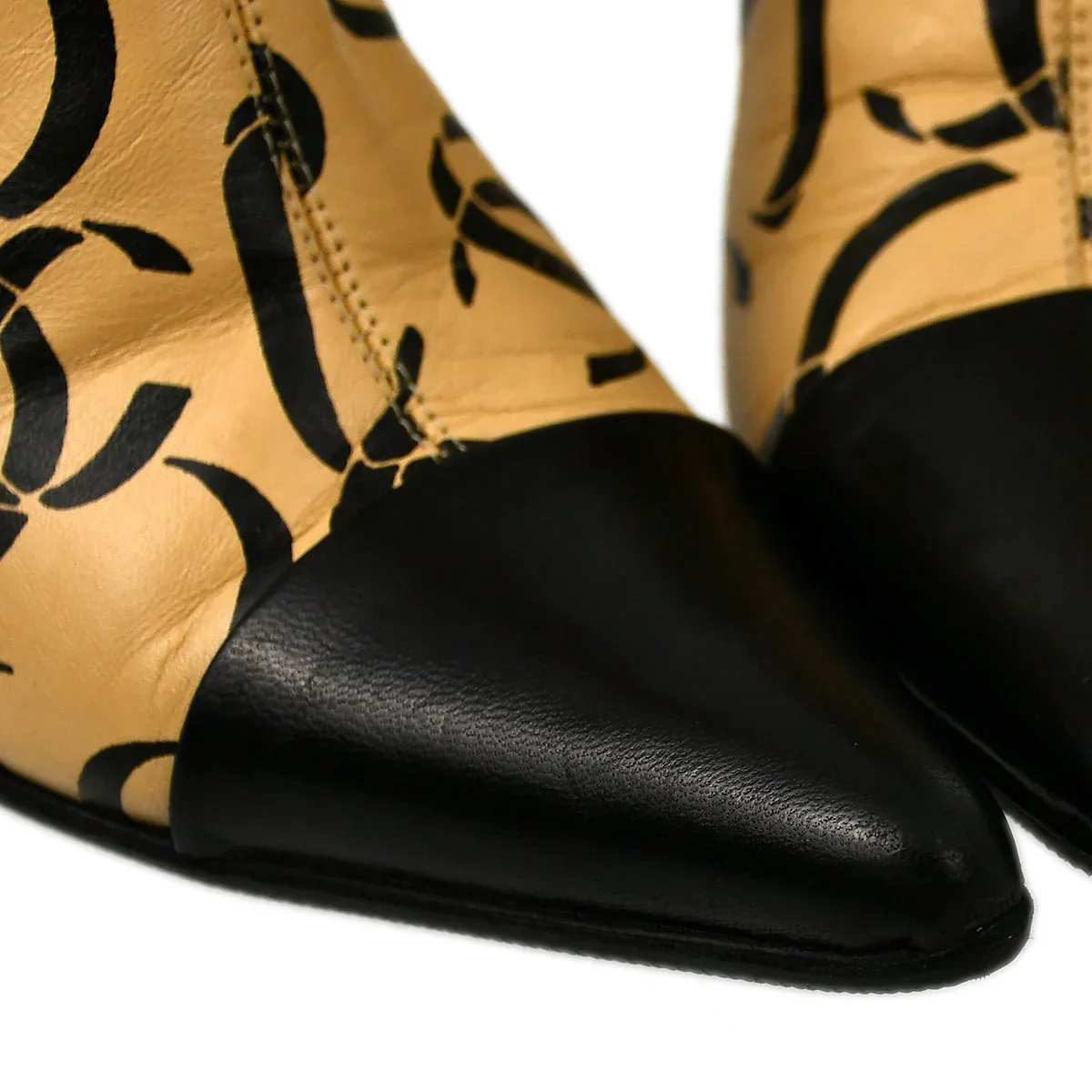 Chanel * Beige Bicolor Short Boots Shoes #35 1/2C - Image 5