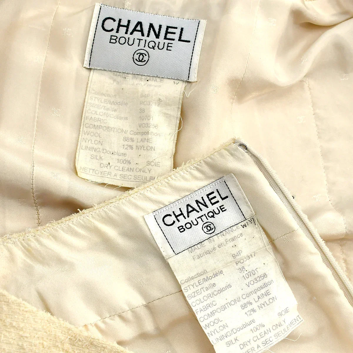Chanel Setup Suit Jacket Skirt Ivory 94P #38 - Image 9