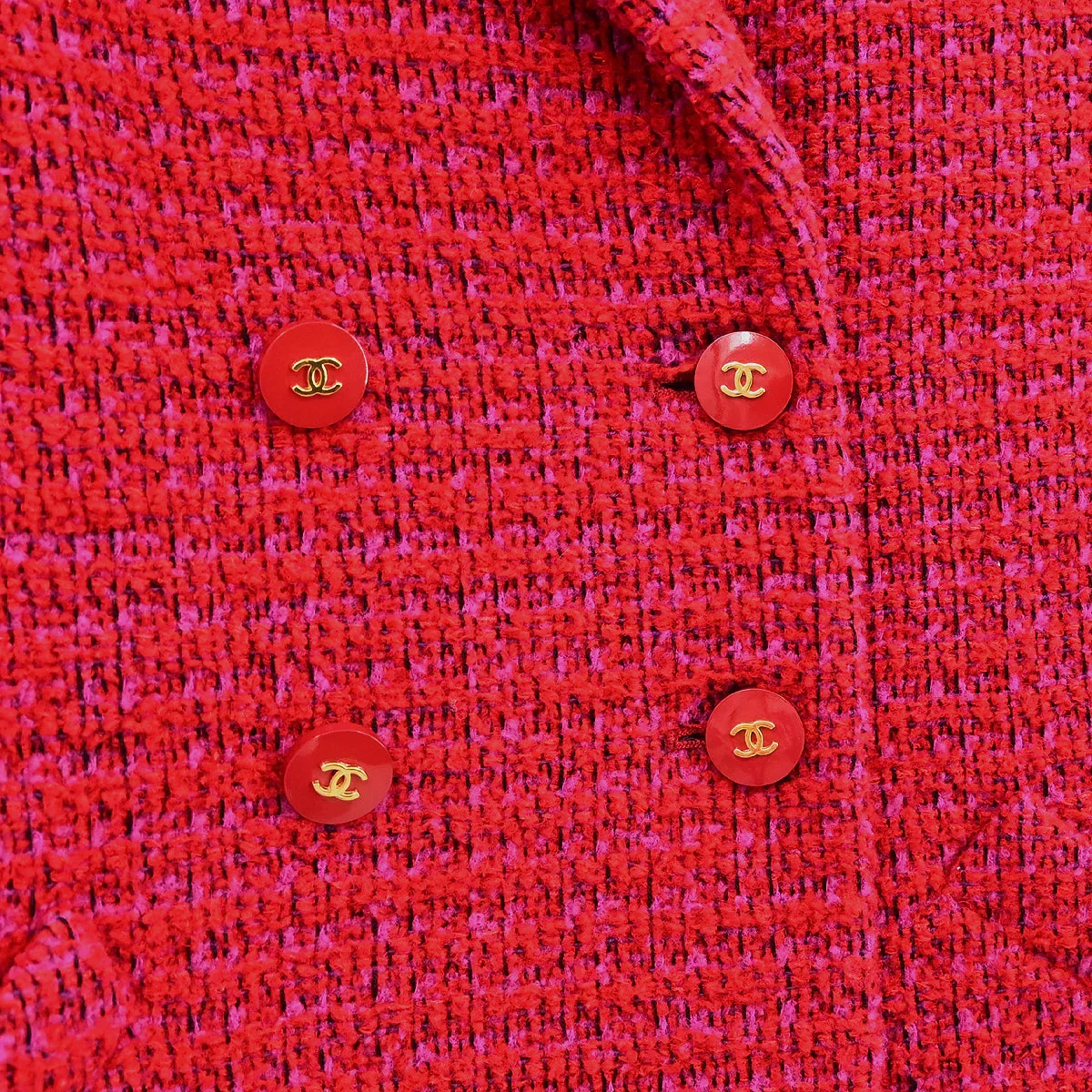 Chanel 1995 Double Breasted Jacket Red #38 - Image 4