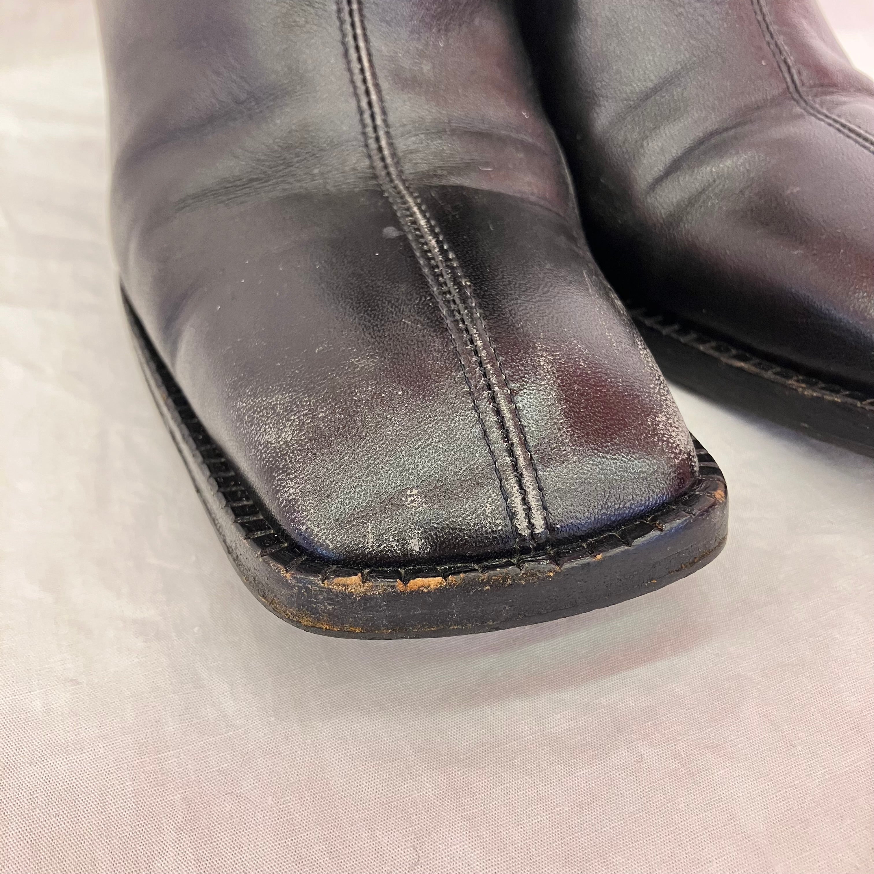 Chanel * Black Leather Short Boots Shoes #36 1/2 - Image 8