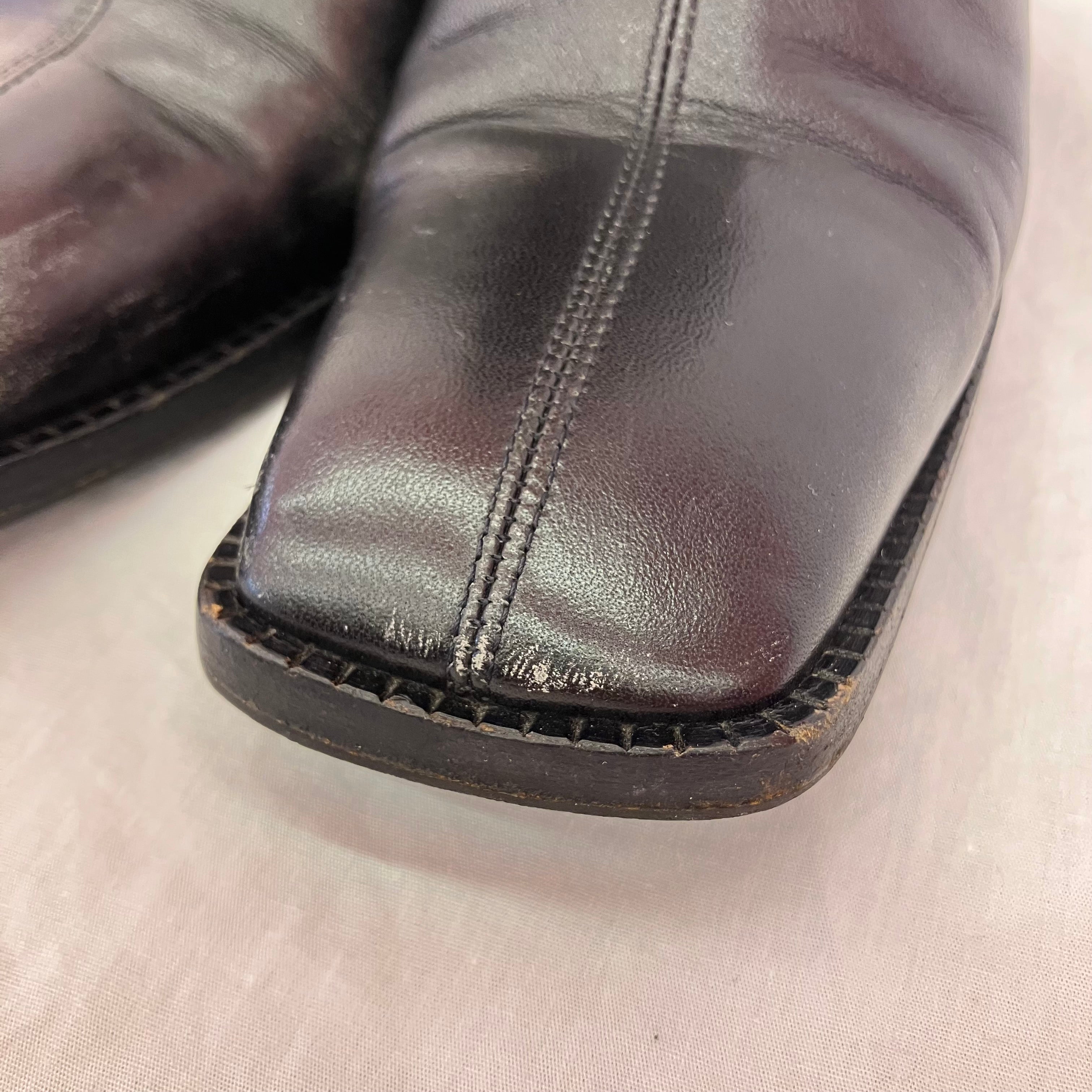 Chanel * Black Leather Short Boots Shoes #36 1/2 - Image 9