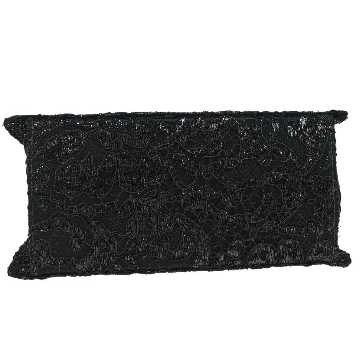 Chanel 1997-1999 Black Satin Lace Double Sided Turnlock Handbag - Image 3