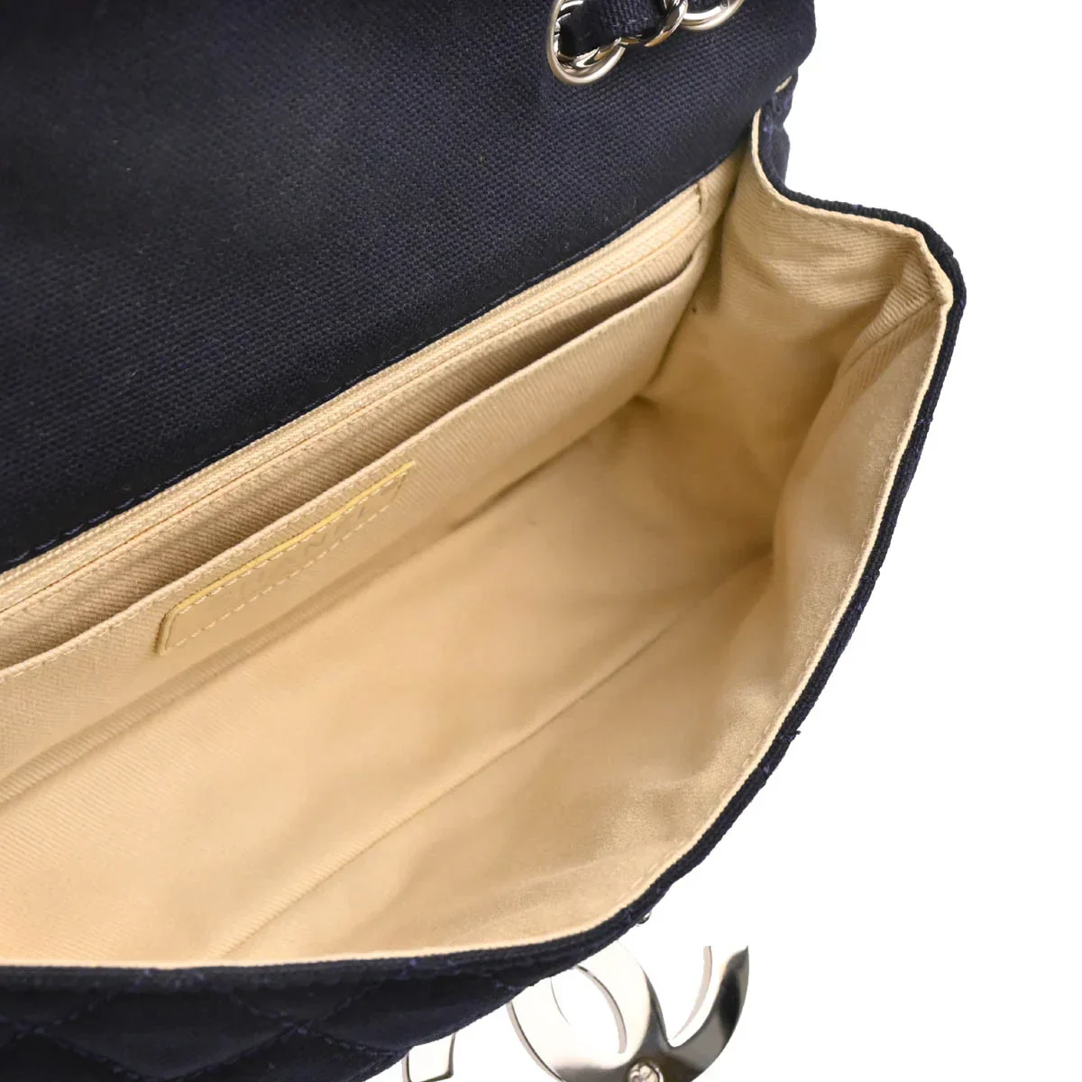 Chanel 2008-2009 Navy Cotton Cruise Line Shoulder Bag - Image 4