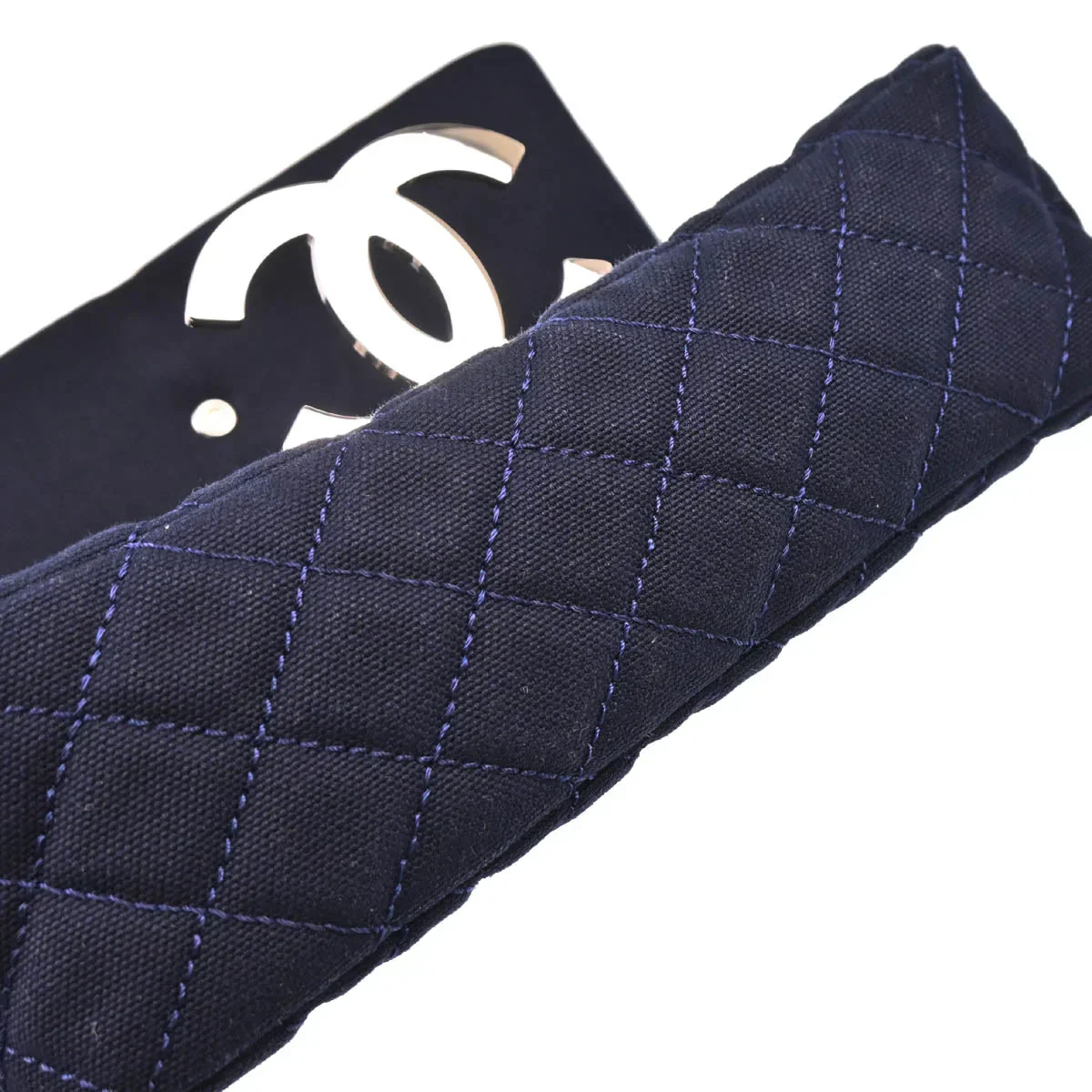 Chanel 2008-2009 Navy Cotton Cruise Line Shoulder Bag - Image 5