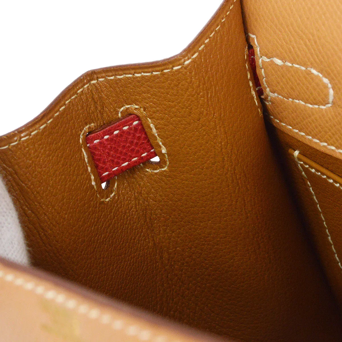 HERMES * 1994 Mini Kelly 20 SELLIER Courchevel Natural Rouge Vif - Image 8